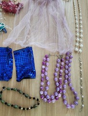 Lot Of Assorted Vintage Dress-Up Costume Jewelry And Accessories