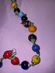 Vintage Italian Murano Millefiori Glass Bead Necklace 18” Long