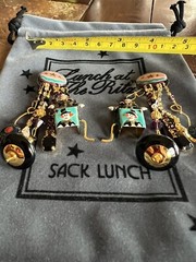 Lunch At The Ritz TOY BOX clip Earrings; RARE, NEW, NEVER WORN!!