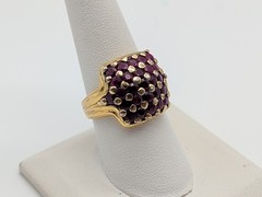 Vintage Gold over 925 Sterling Silver Ruby Pavé Ring Sz 9
