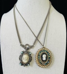 Vtg Estate Cameo Jewelry Artisan Painted Floral Romantic Victorian Revival Lot
