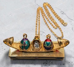 Vtg Edgar Berebi Limited Edition Egyptian Revival Eggs Boat Of Symbols Necklace