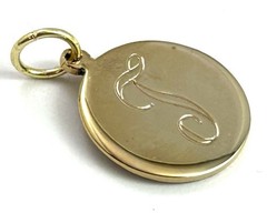 Vintage Initial T Charm Dainty Pendant Etched Gold Plated Metal Vintage Jewelry