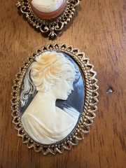 Lot Of 4 Vintage Cameos 1 Necklace And 3 Brooch Pin (1 Gerry)
