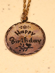 Vtg 14K GF Happy Birthday Pendant Necklace 1/20 Gold Filled 20″ w/Gift Box!