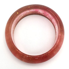 Gold Glitter Red Streaks Clear Lucite Bangle Bracelet
