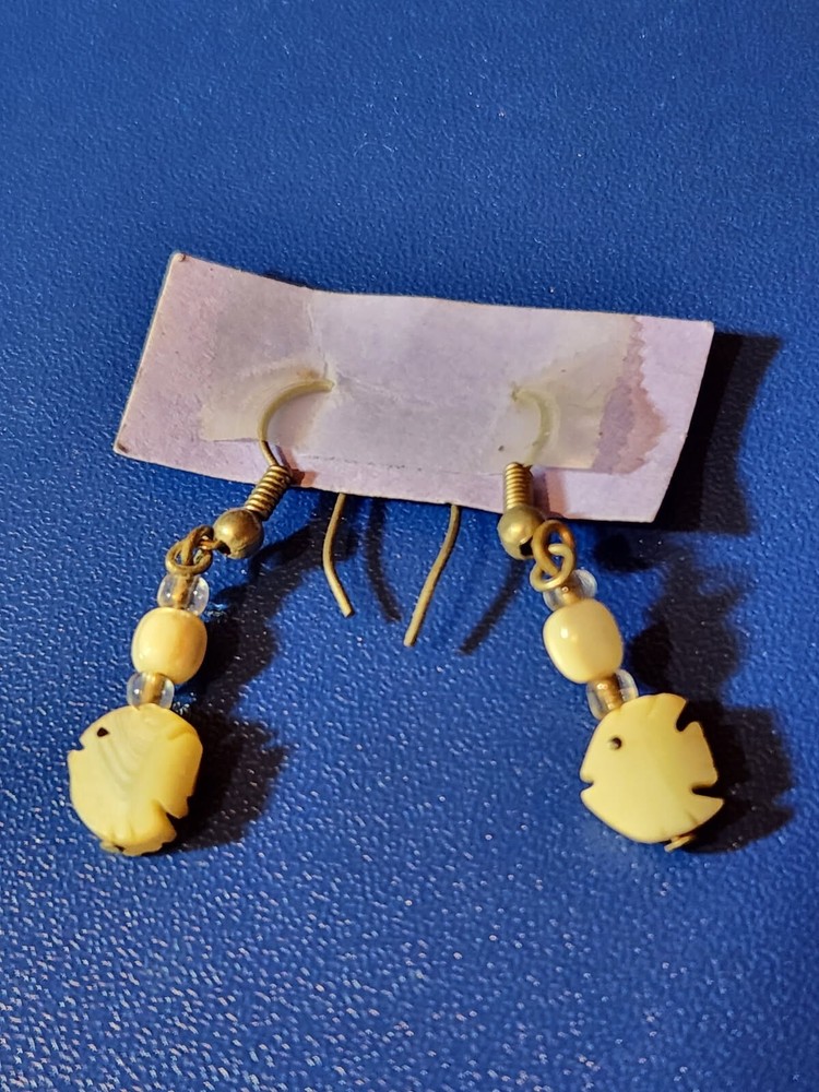 Sterling Silver Carved Fish Dangle Earrings