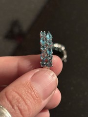 Vintage 1990s 925 Sterling Aquamarine Color Gemstone Hoop Earrings
