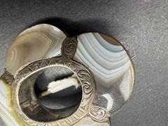 Victorian Scottish Agate Brooch Sterling Silver
