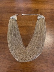 Vintage Multi-Strand Gold Chain Necklace Unsigned Statement Costume
