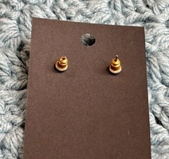 Teardrop Stud Earrings Navy Blue Goldtone Vintage Made in USA 0.75 inch