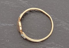 Vintage 10k Gold Baby Signet Ring Old English “K” Enamel Flowers Size 1.5
