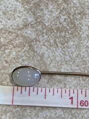 Antique Milky Agate Oval Cabochon Stone Lapel Stick Pin