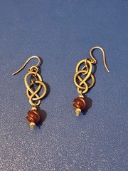 Sterling Silver Brown Stone Dangle Earrings