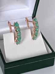 Vintage 1990-s 14 Ct Rolled Gold Emerald Earrings-Hallmarked 585 RG