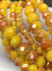 Vintage faceted glass crystal yellow burnt orange stretch￼bracelet lot of six ￼