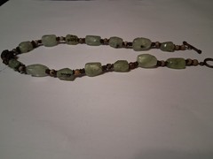 Agate Necklace 19″ Vintage Natural Moss Agate Stone Bead Necklace OVER 3 OUNCES
