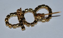VINTAGE PATRIOTIC GOP PIN BROOCH GOLD METAL RHINESTONES RED WHITE BLUE