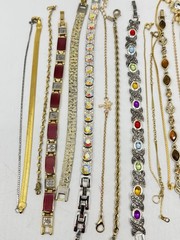Estate Jewelry Lot 20 Tennis Style Bracelets Rhinestones Gemstone Monet Sterling