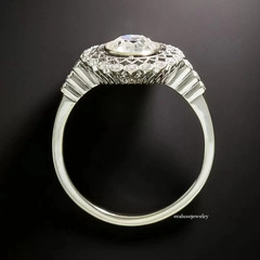 Art Deco Style Lab Created Diamond Engagement Wedding 14K White Gold Finish Ring