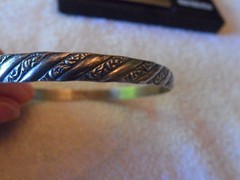 Vintage Danecraft Sterling Silver Art Deco Flowers & Bar Design Bangle Bracelet
