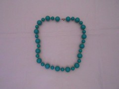 Vintage Turquoise Round Beaded Necklace, Spring Clasp, Retro, Women’s, Jewelry