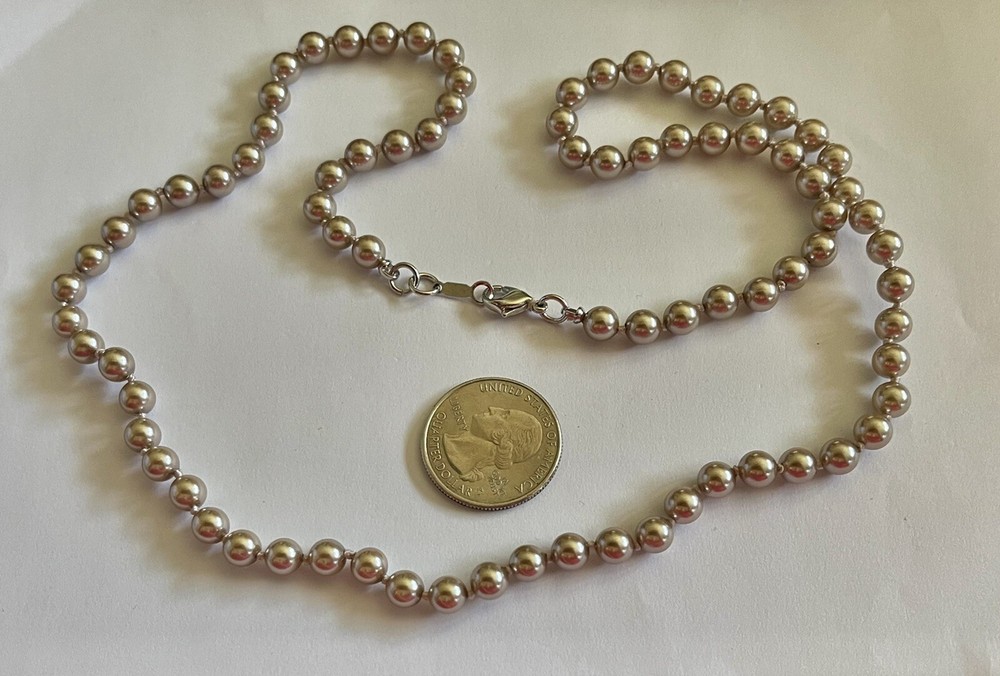 Vintage Pastel Lilac 5mm Pearl Bead Strand Necklace 24”