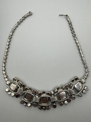 Vintage Juliana Pink Heliotrope? and Gray Rhinestone Necklace