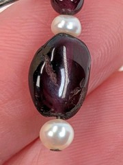 Women’s Vintage Sterling Silver Dark Red Garnet & Pearl Beaded Dangle Earrings