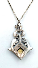 Vintage Pendant Necklace Sterling Silver Citrine Marcasite 18 Inch