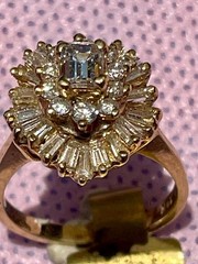Vintage 14kt Gold Ballerina Cocktail Ring set with 1.53tcw Fine Diamonds, Size 5