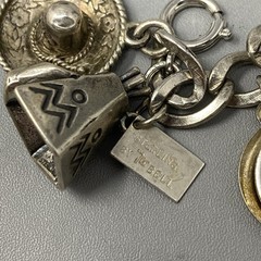 VTG 20 Charm Bracelet Sterling Silver Birthday Natie Cowbell School Hearts 6.5″