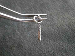 Lucky Horseshoe Red Stones Vintage Sterling Silver Bracelet Charm Pendant ~ FLAW