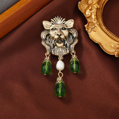 Vintage Women Fashion Rhinestone Owl Lion Brooches Badges Accessories Elegant