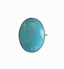 Victorian Turquoise Glass & Gilt Metal Brooch – Czech Republic – Circa 1900