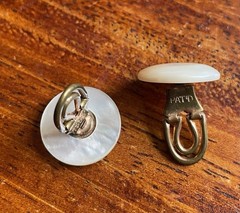 Antique Cufflinks Mother Of Pearl Engraved Nov 11, 1902 Edwardian Era Excellent