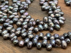 Genuine Pearl Beaded Necklace Tiny Beads Artisan Jewelry Peacock Hues Dainty