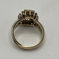 Vintage 925 Sterling Silver Vermeil Ring Size 7 Canary Yellow Oval Halo 5.5g