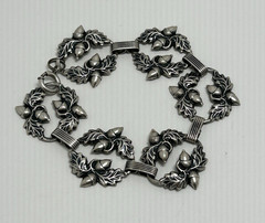 Vintage Danecraft Sterling Silver Acorn Oak Leaf Bracelet Matching Earrings Set