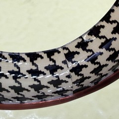 Houndstooth Acrylic Resin Bangle Bracelet Fabric Inlay? Retro Wide Bangle