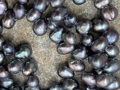 Genuine Pearl Beaded Necklace Tiny Beads Artisan Jewelry Peacock Hues Dainty
