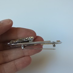 Gold Tone Clear Baguette Rhinestone Dress/Scarf Clip Set 2pc w/ Connector Bar