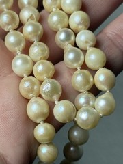 Vtg Art Deco Sterling Silver Pearl Clasp Baroque Akoya Hand Knotted Necklace 25”