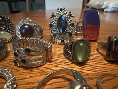 Vintage to Modern 17 Rings Adjustable & Various Sizes Rhinestones Faux Pearls