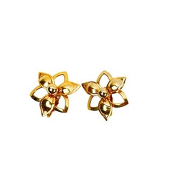Sarah Coventry Vintage Earrings Demure Clip On Shiny Gold Tone Petals Openwork