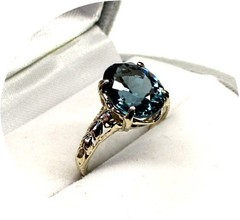Pretty Blue-Green INDICOLITE Tourmaline Ring – 14k Solid Yellow Gold Mtg