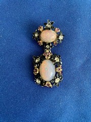 Vintage Dragon’s Breath Faux Fire Opal Glass Brooch Pin