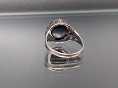 (4) MAGICAL MOONLIGHT! Antique Arts & Crafts Ring STERLING Silver Opaline Glass