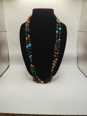 Vintage Artisan Lampwork Glass Necklace Multicolor UV Reactive Glowing Beads