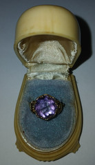 Antique Vintage 14K Gold Amethyst Ring size 6 2.7g English Hallmark AS IS